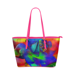 Psychedelic Rose Leather Tote Bag/Small (Model 1651)