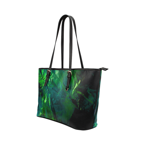 Abstract Emerald Leather Tote Bag/Small (Model 1651)