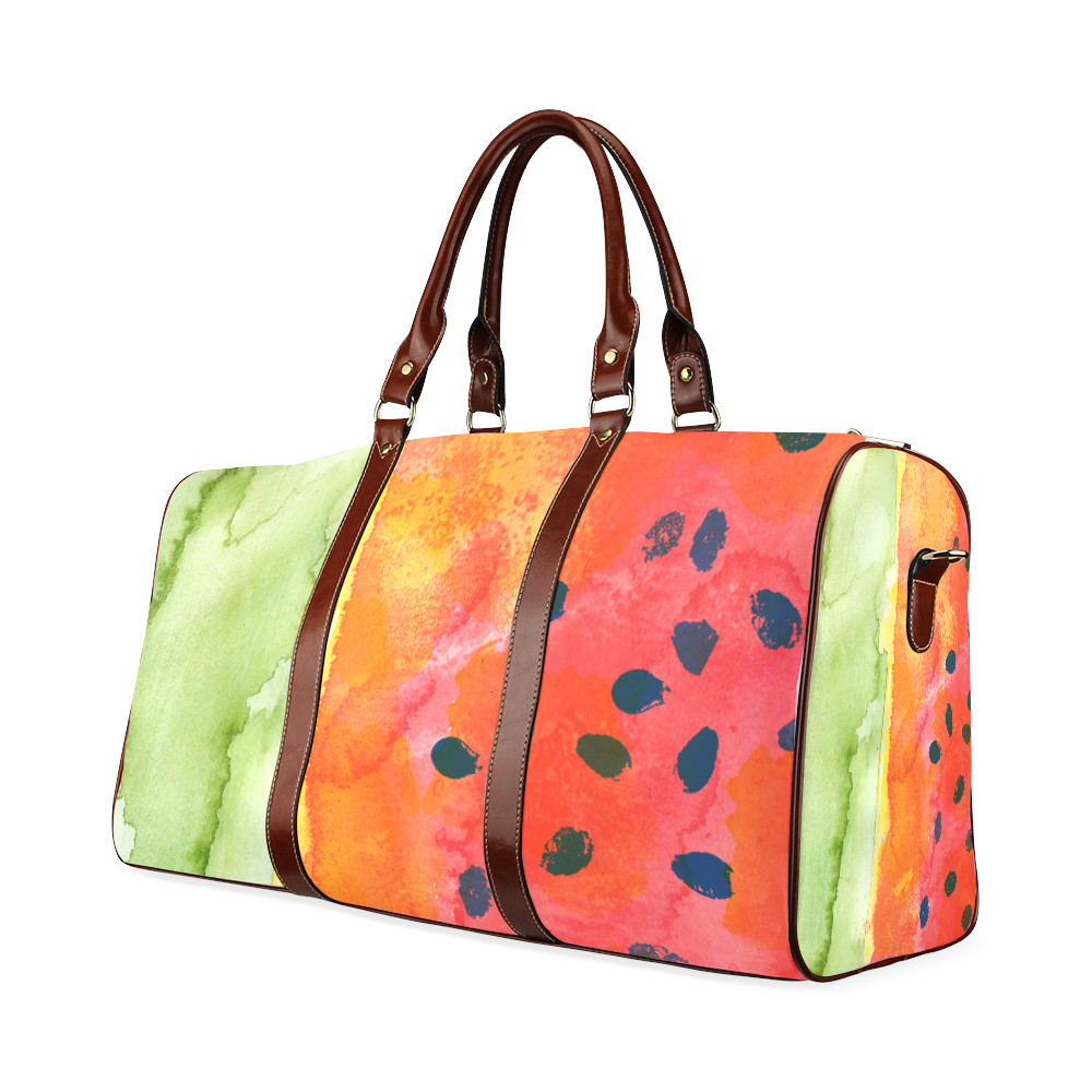 Abstract Watermelon Waterproof Travel Bag/Small (Model 1639)