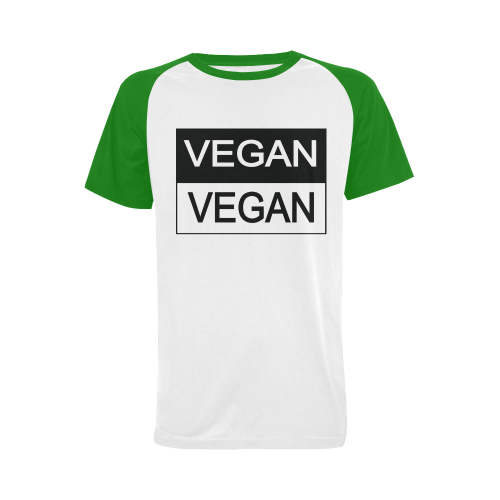Vegan Black and White Men's Raglan T-shirt Big Size (USA Size) (Model T11)