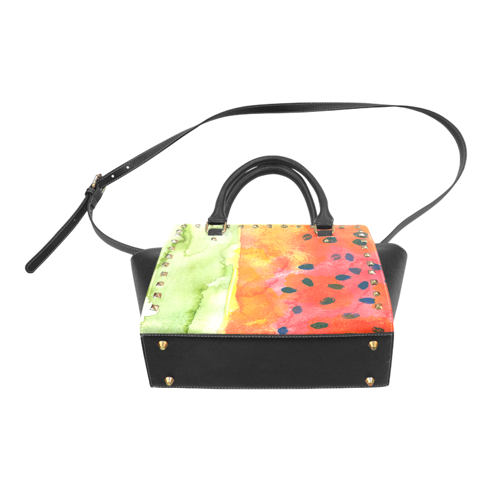 Abstract Watermelon Rivet Shoulder Handbag (Model 1645)