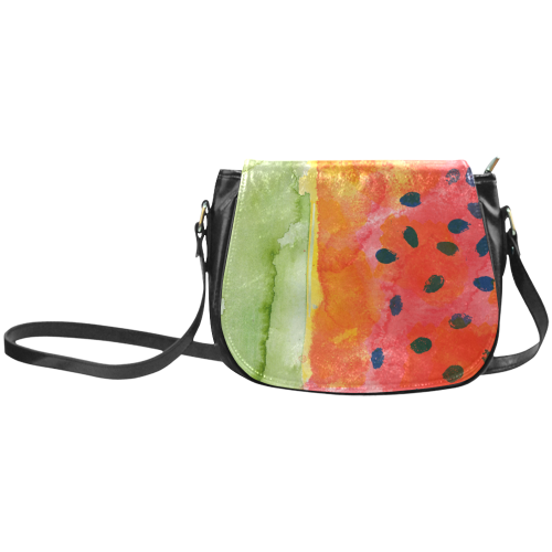Abstract Watermelon Classic Saddle Bag/Small (Model 1648)