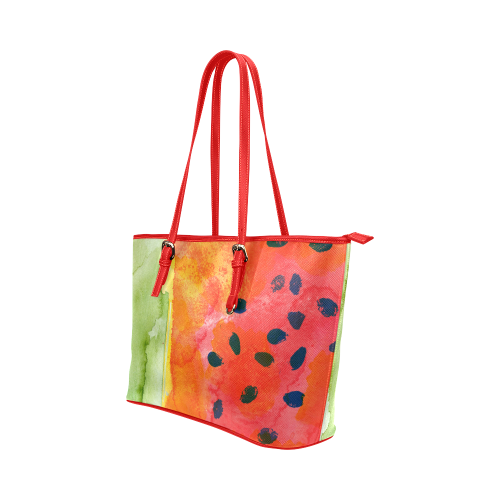 Abstract Watermelon Leather Tote Bag/Large (Model 1651)