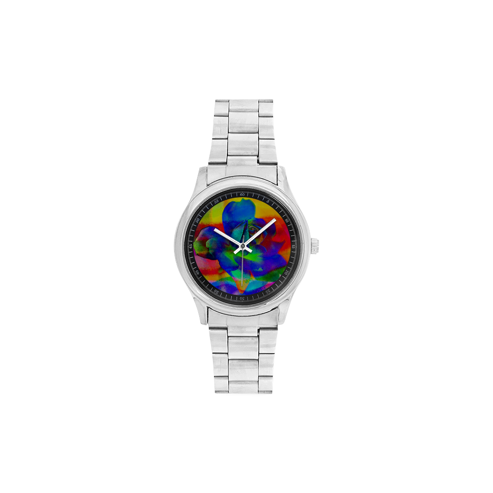 Psychedelic Rose Men's Stainless Steel Watch(Model 104)