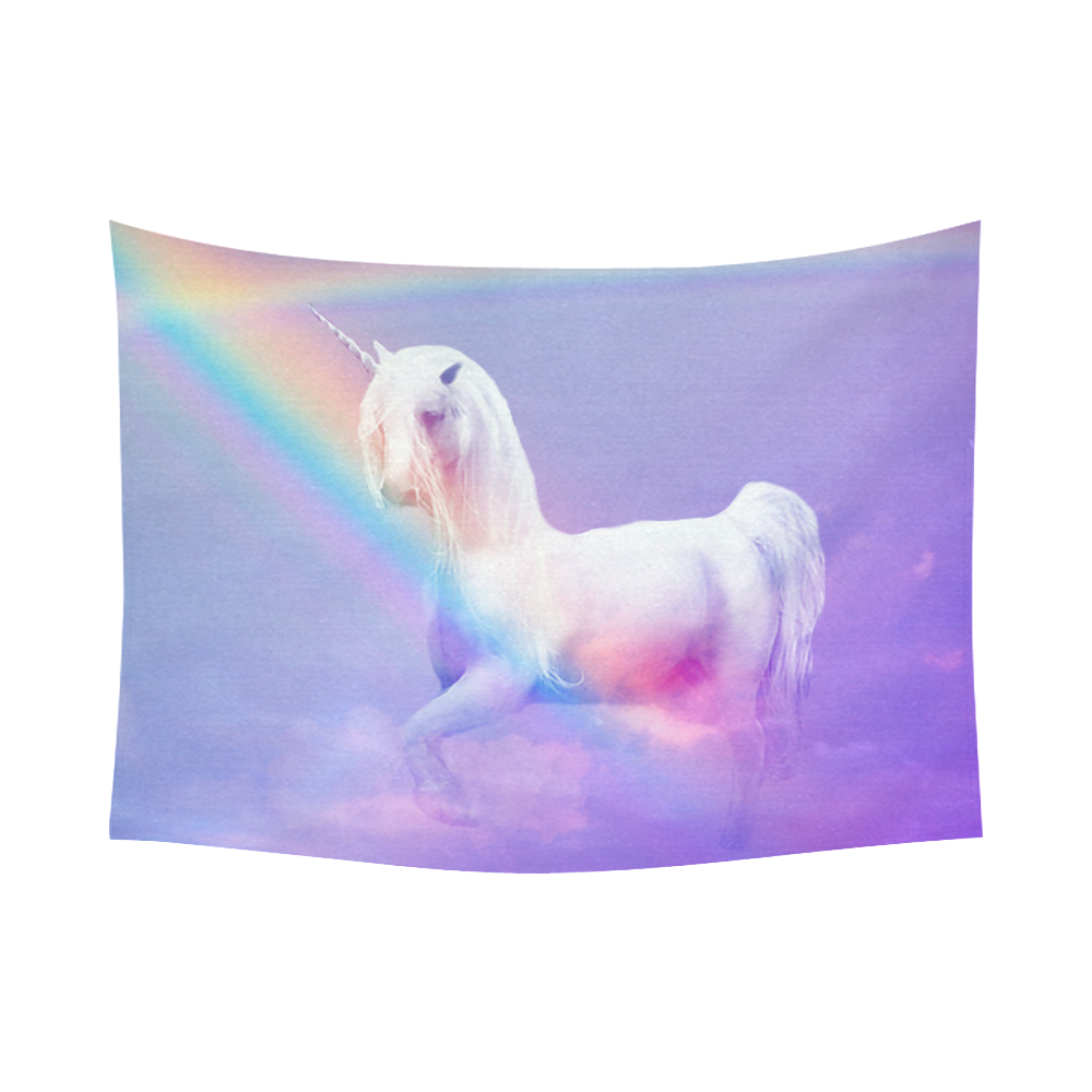 Unicorn and Rainbow Cotton Linen Wall Tapestry 80"x 60"