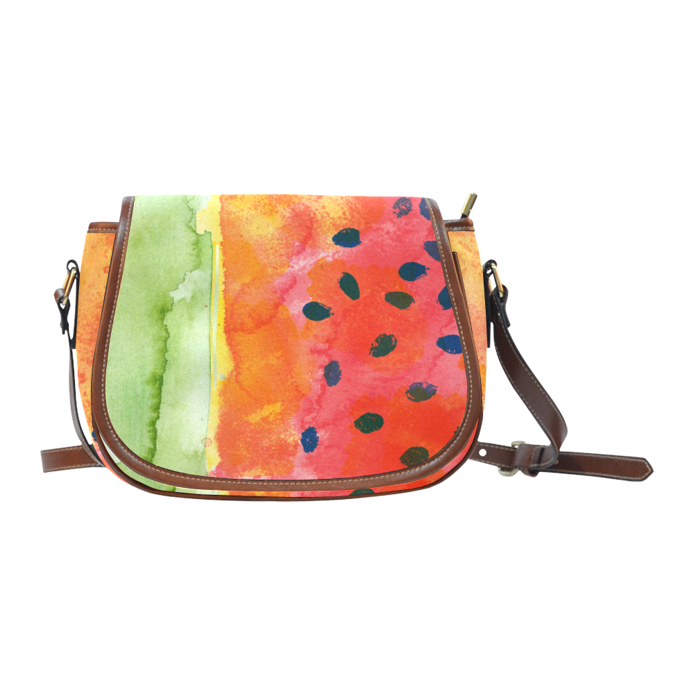 Abstract Watermelon Saddle Bag/Small (Model 1649) Full Customization