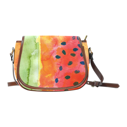 Abstract Watermelon Saddle Bag/Small (Model 1649) Full Customization