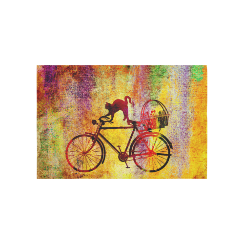 Cat and Bicycle Cotton Linen Wall Tapestry 60"x 40"
