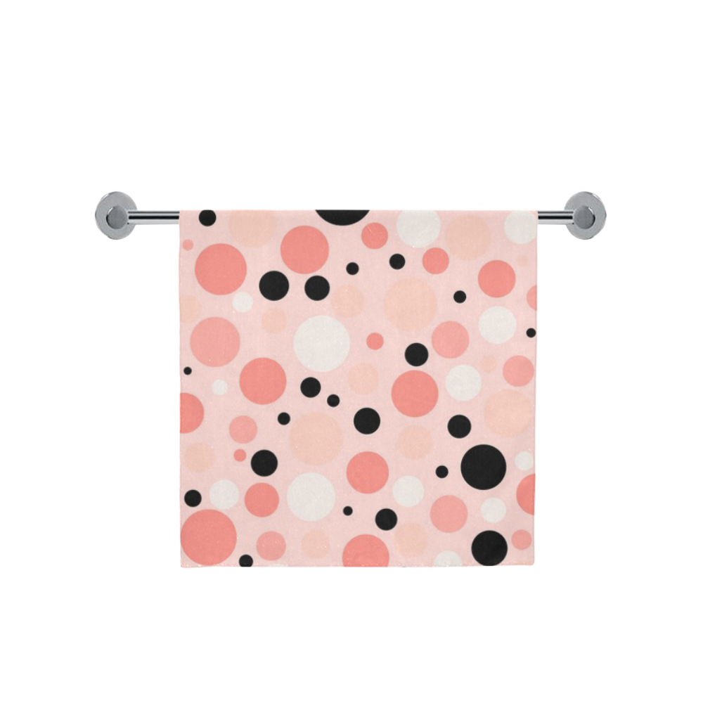 vintage pink and black polka dot Bath Towel 30"x56"