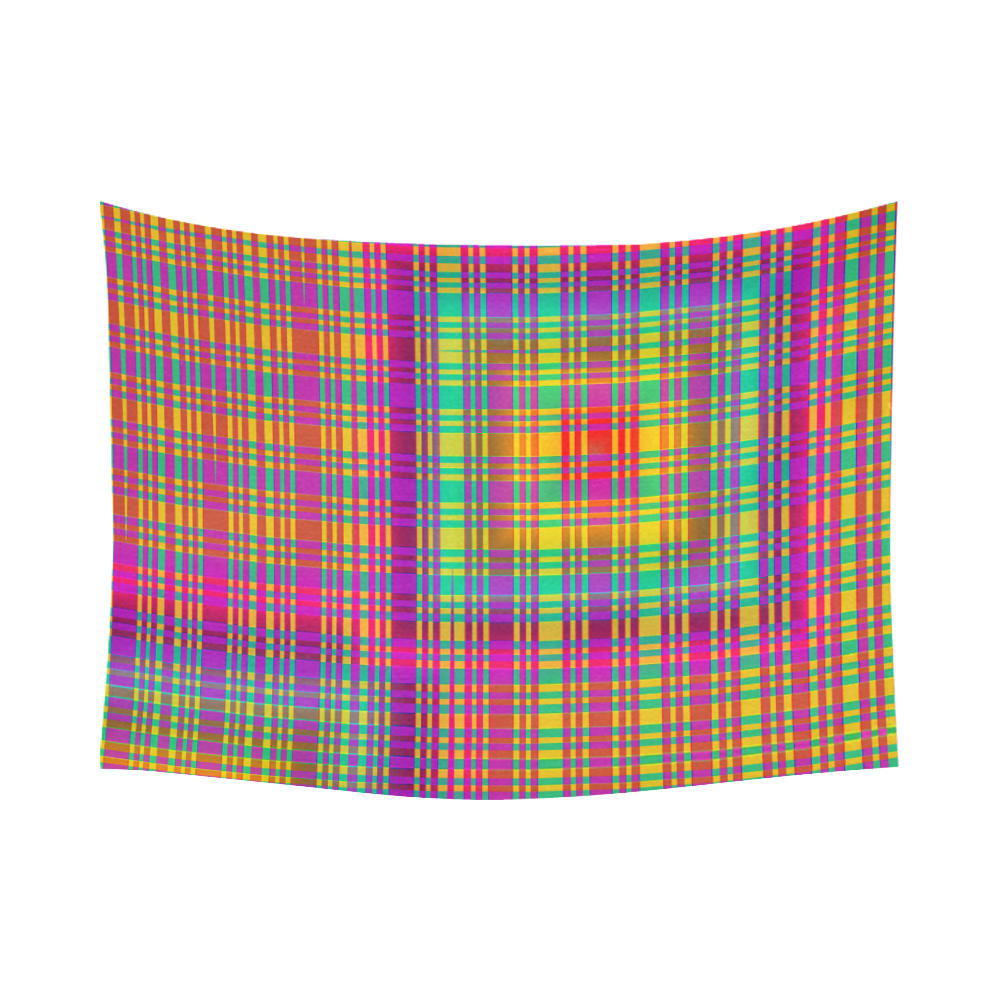 Rainbow Tartan Cotton Linen Wall Tapestry 80"x 60"