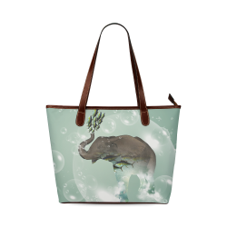 Elephant in a bubble with fish Shoulder Tote Bag (Model 1646)