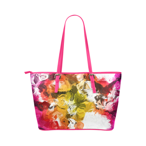 Colorful mess Leather Tote Bag/Small (Model 1651)
