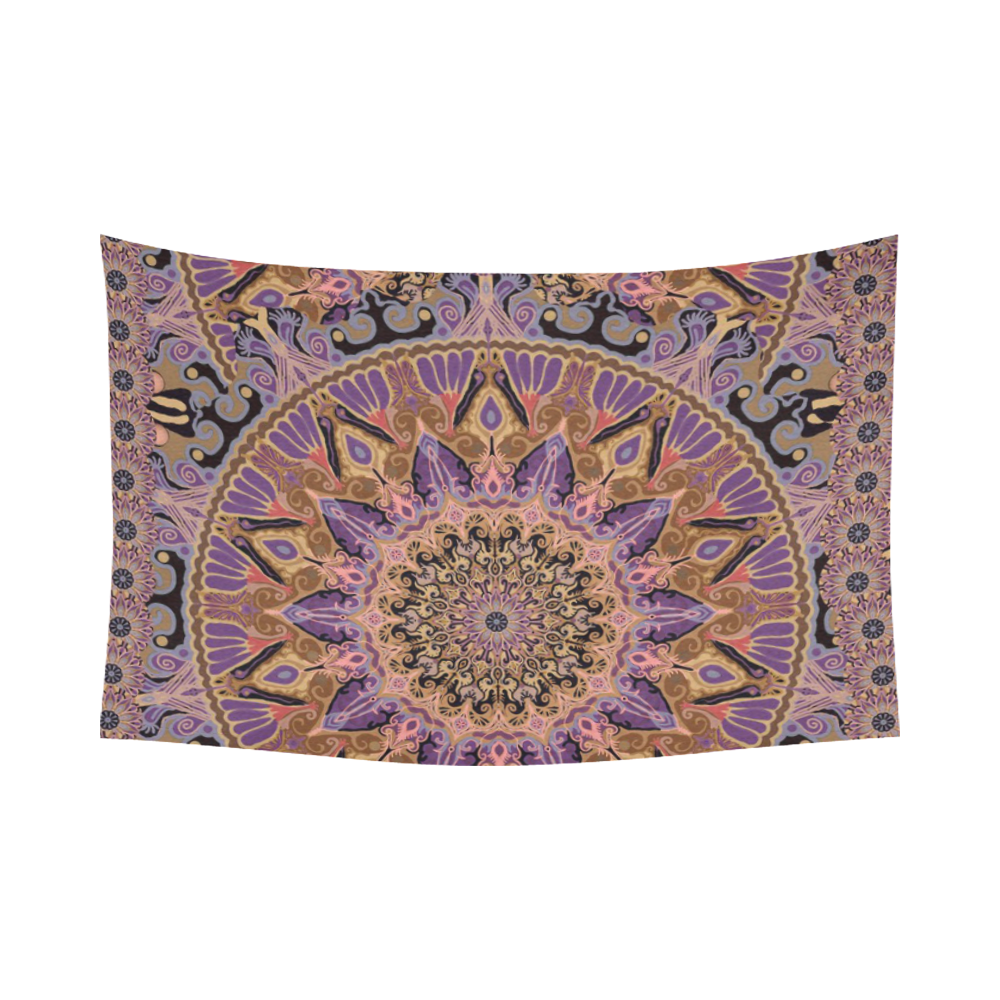 boho mandala 9 Cotton Linen Wall Tapestry 90"x 60"
