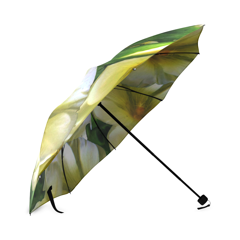 Elegant in Cream Flowers Foldable Umbrella (Model U01)