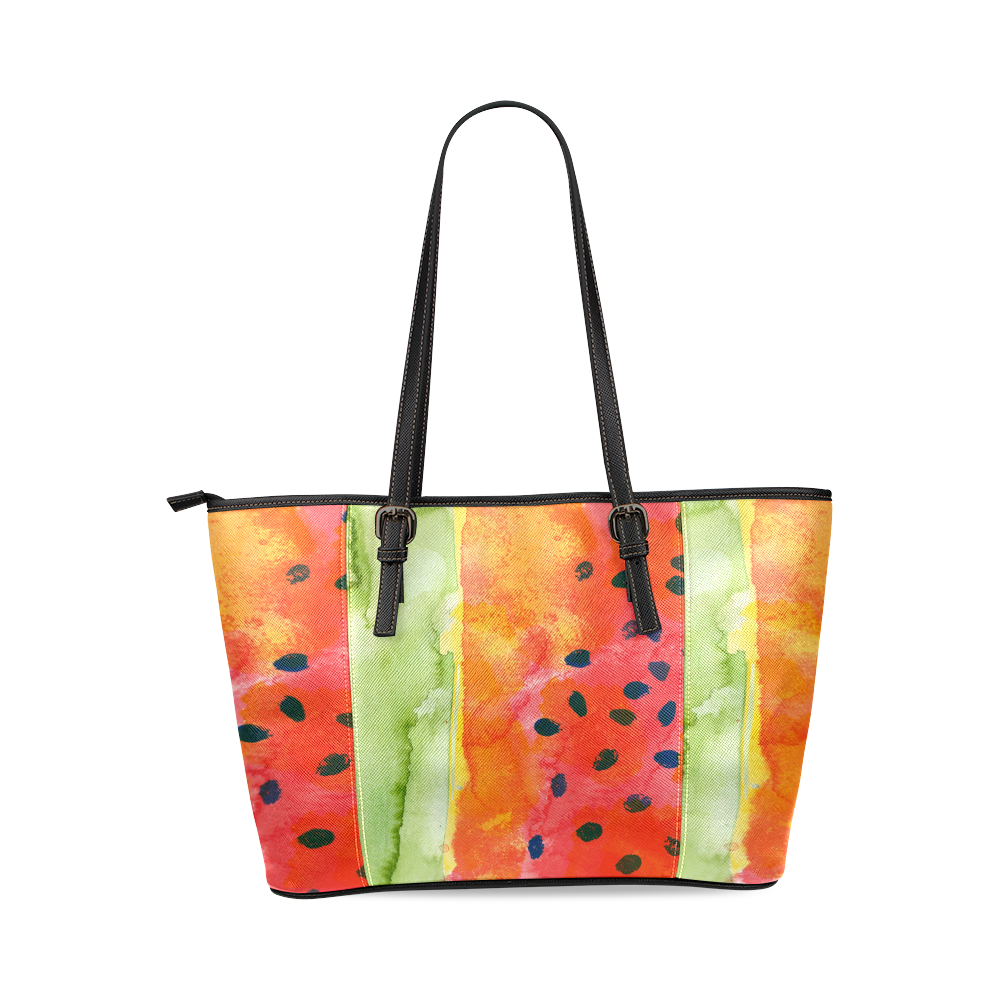 Abstract Watermelon Leather Tote Bag/Small (Model 1640) | ID: D328705