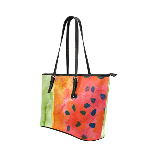 Abstract Watermelon Leather Tote Bag/Small (Model 1651)