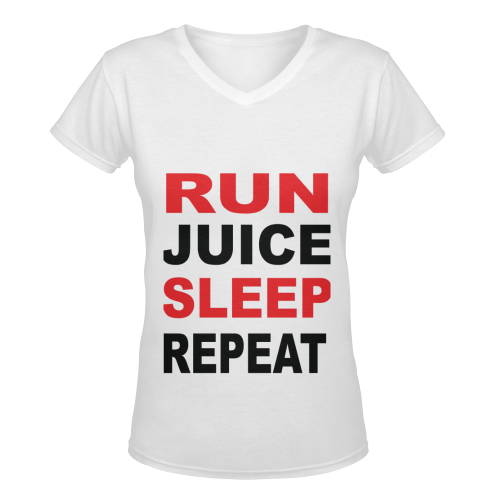 Run Juice Sleep Repeat Women's Deep V-neck T-shirt (Model T19)
