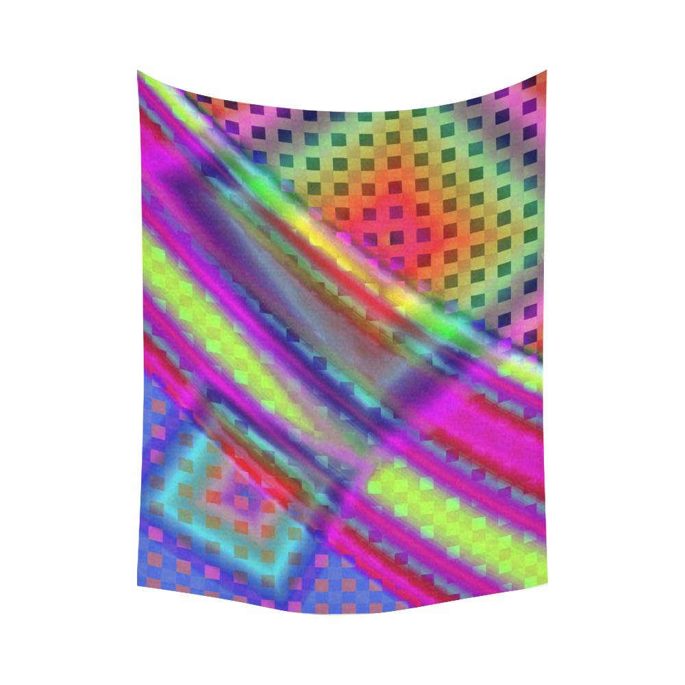 Plaid Design 3D Colours Cotton Linen Wall Tapestry 80"x 60"