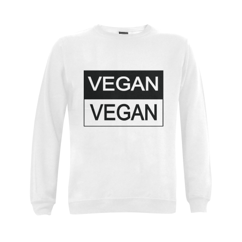 Vegan Black and White Gildan Crewneck Sweatshirt(NEW) (Model H01)