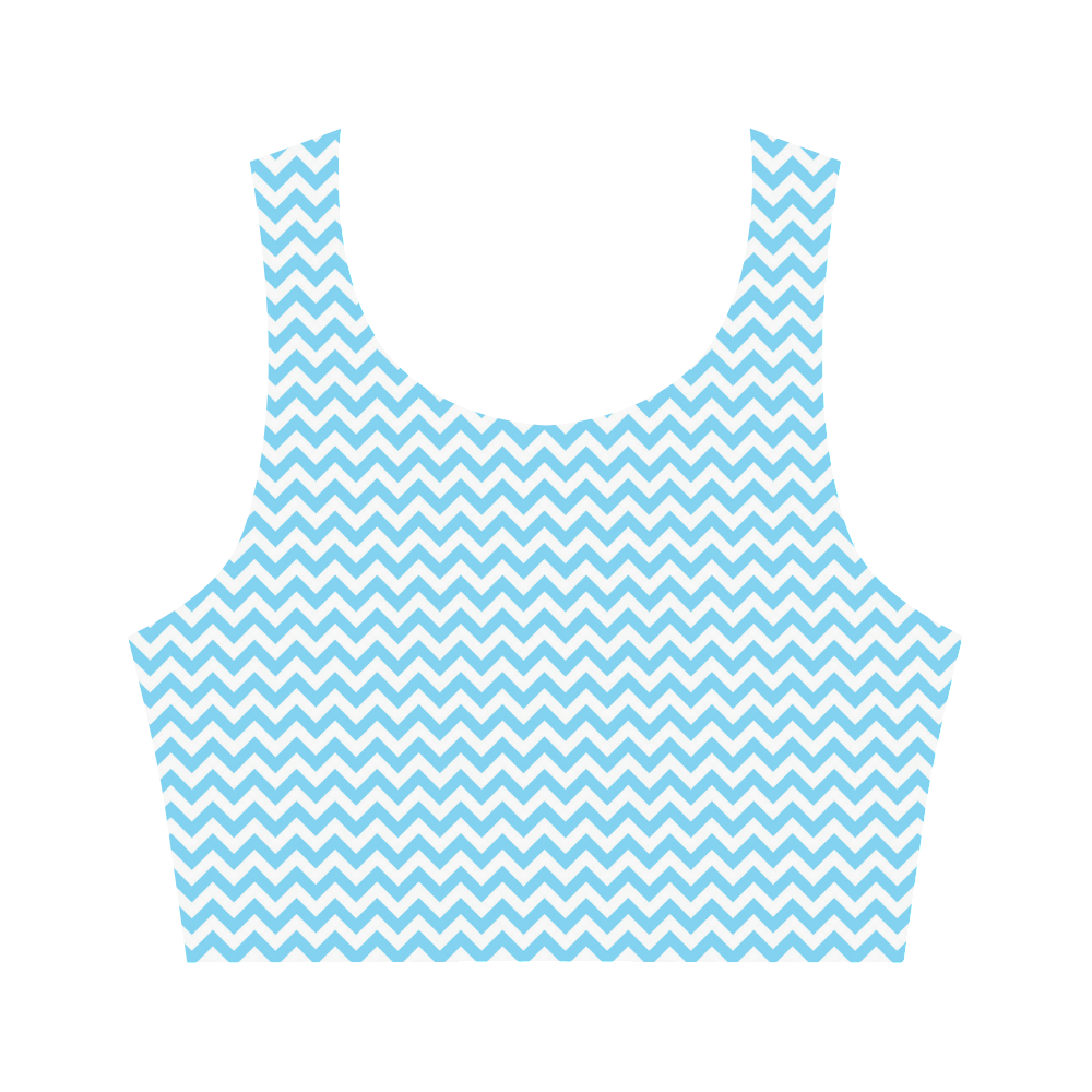 Bright Blue and white small zigzag chevron Women's Crop Top (Model T42)