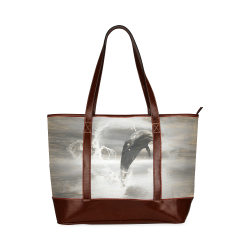 Dolphin with water heart Tote Handbag (Model 1642)