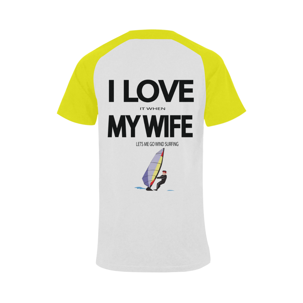 I Love it when my wife lets me go windsurfing Men's Raglan T-shirt Big Size (USA Size) (Model T11)