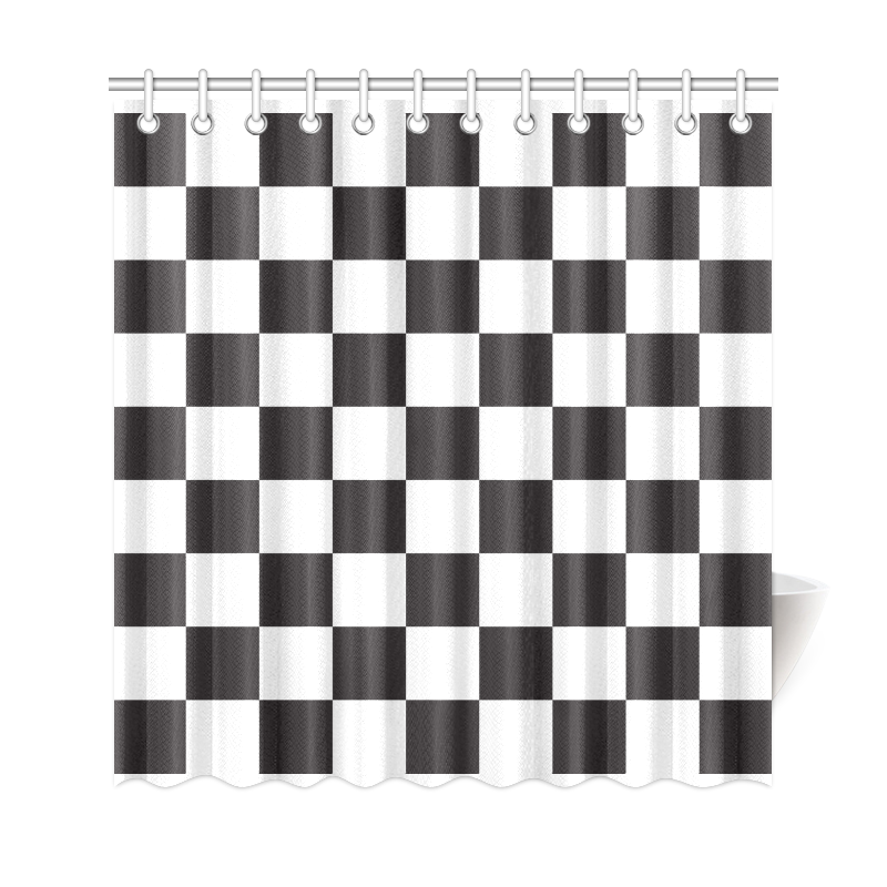 Checkerboard Black and White Squares Shower Curtain 69"x72"