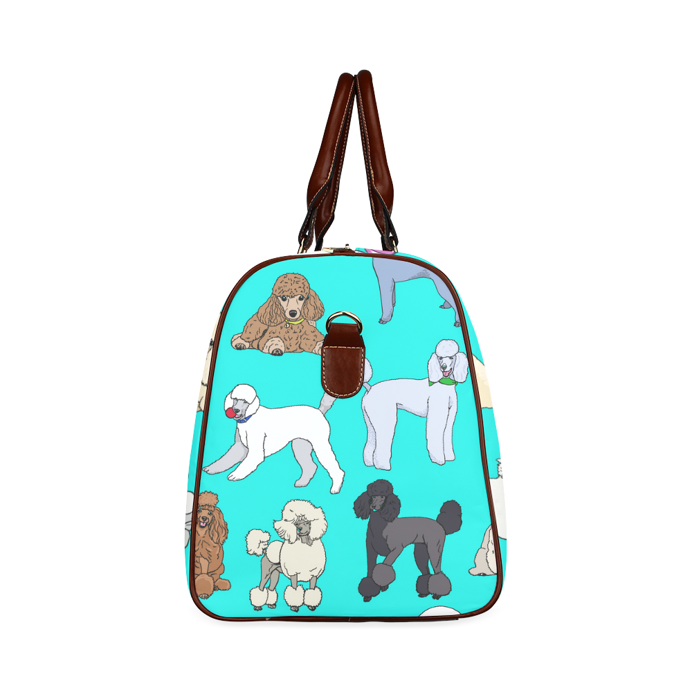 poodles show bag aqua Waterproof Travel Bag/Large (Model 1639)