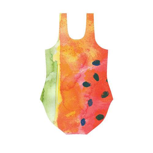 Abstract Watermelon Vest One Piece Swimsuit (Model S04)