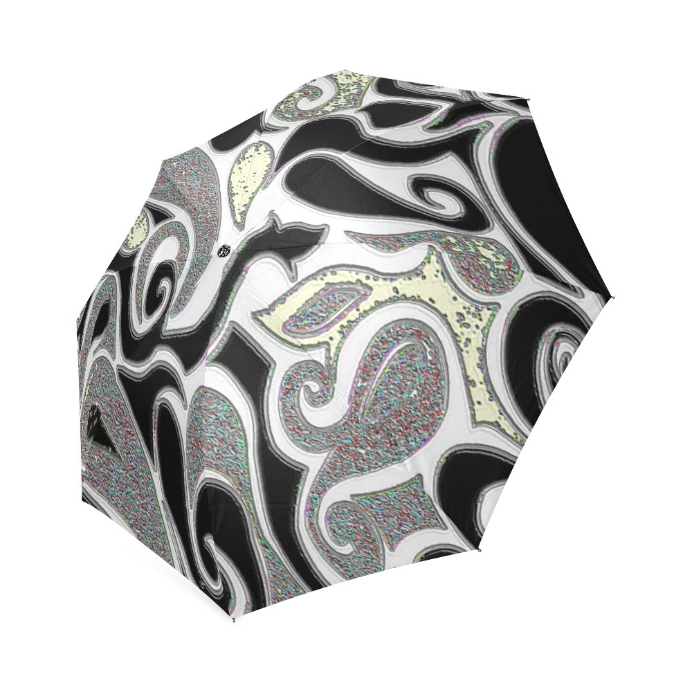 Black and White Retro Swirl Foldable Umbrella (Model U01)