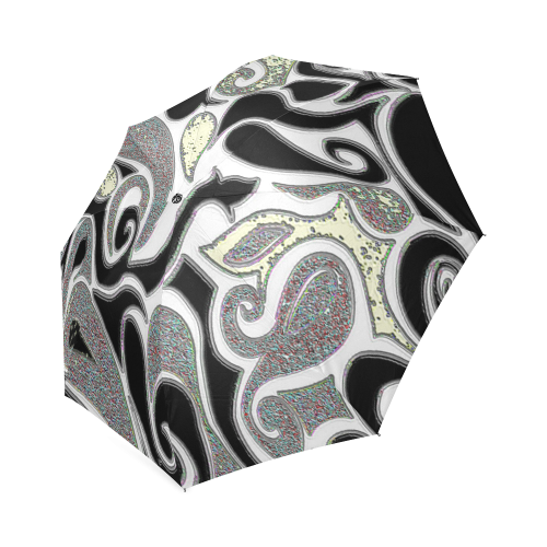 Black and White Retro Swirl Foldable Umbrella (Model U01)