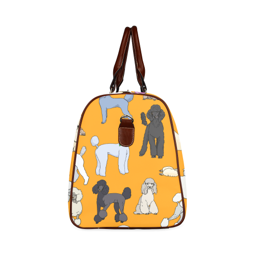poodles show bag orange Waterproof Travel Bag/Large (Model 1639)