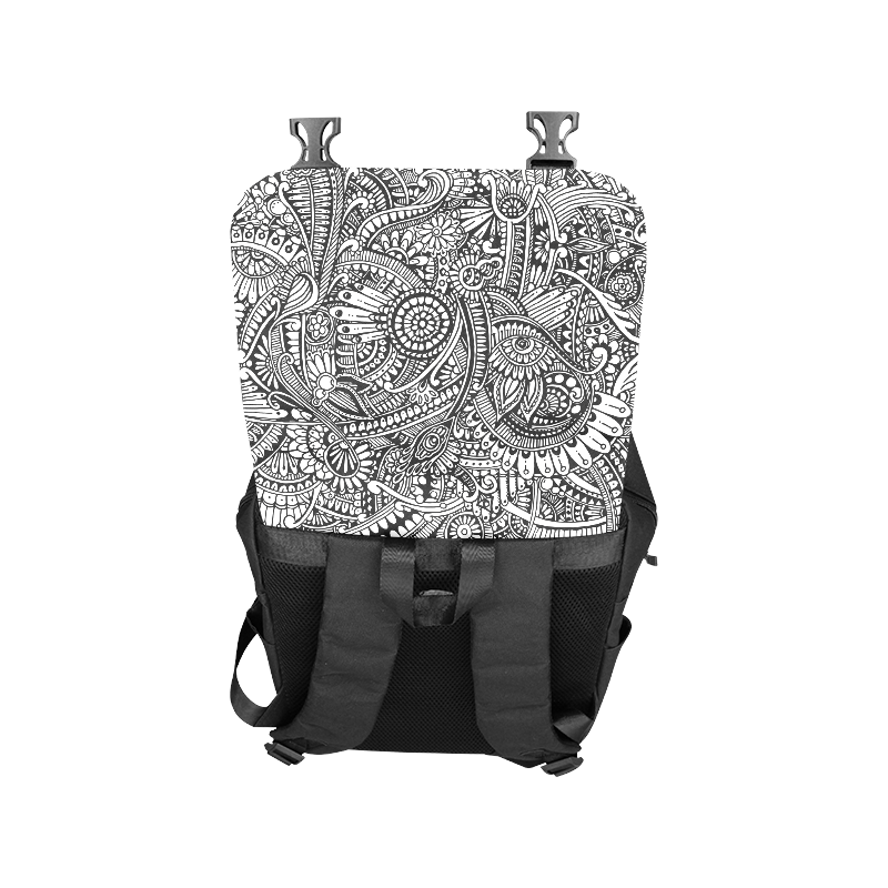 Black & white flower pattern art Casual Shoulders Backpack (Model 1623)