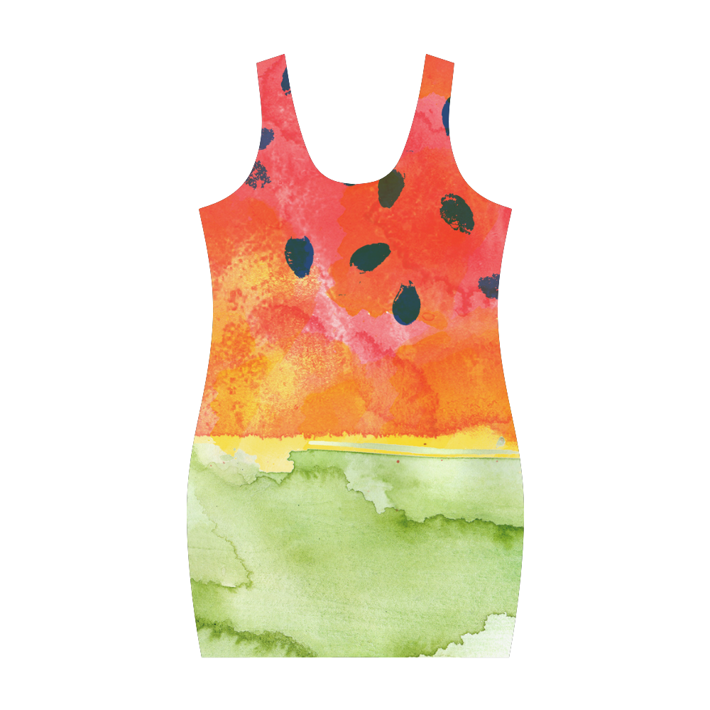 Abstract Watermelon Medea Vest Dress (Model D06)