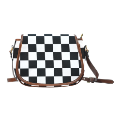 Checkerboard Black and White Saddle Bag/Small (Model 1649) Full Customization