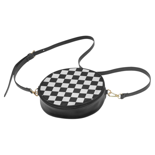 Checkerboard Black and White Round Sling Bag (Model 1647)