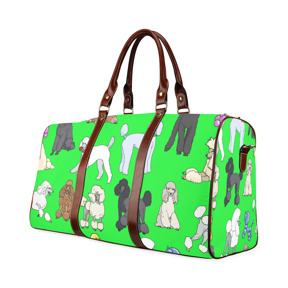 poodles show bag lime Waterproof Travel Bag/Large (Model 1639)
