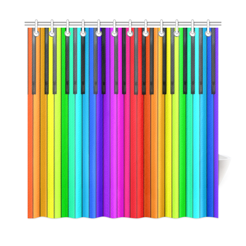 Rainbow Piano Keyboard Shower Curtain 72"x72"