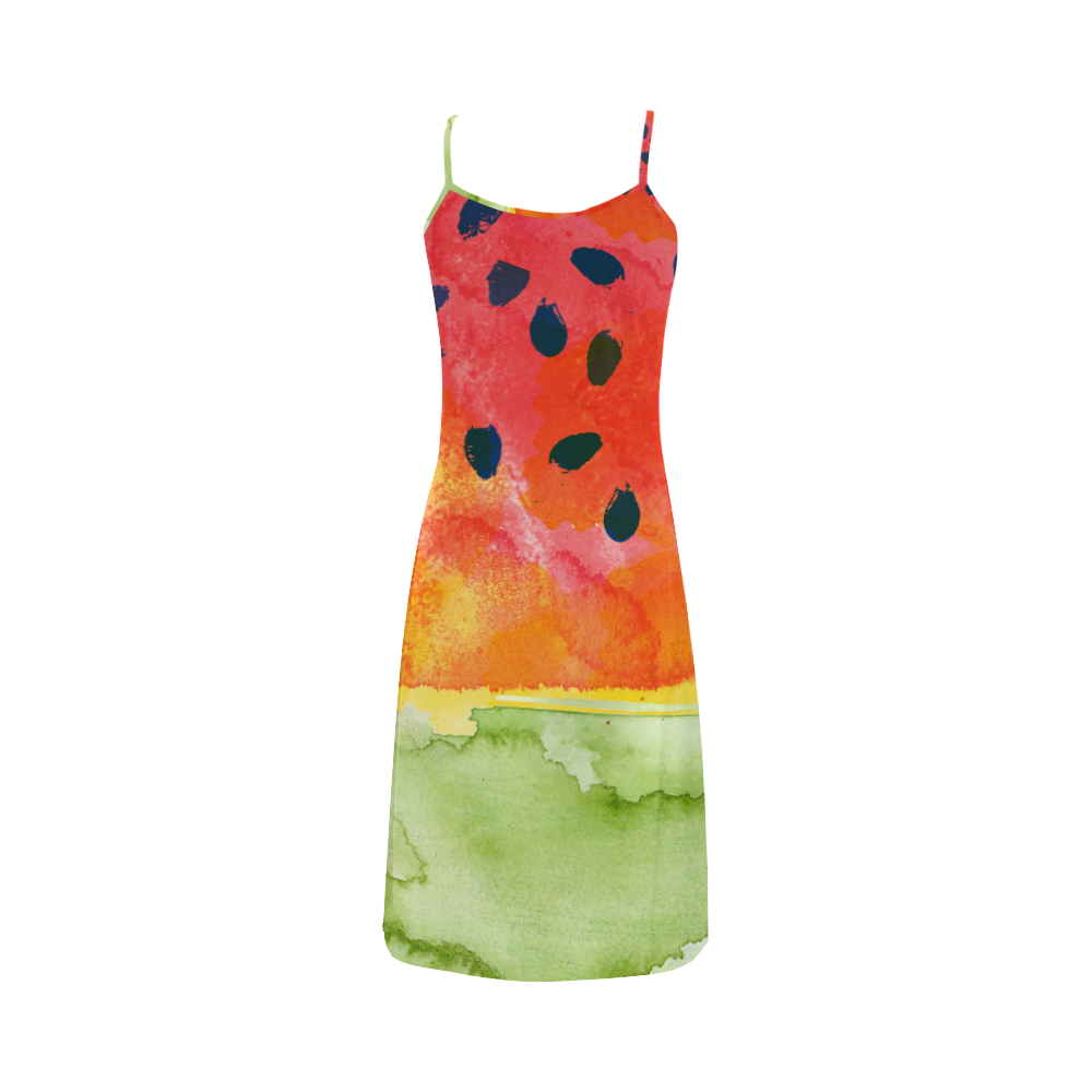 Abstract Watermelon Alcestis Slip Dress (Model D05)