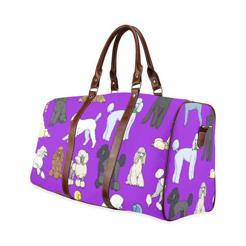 poodles show bag purple Waterproof Travel Bag/Large (Model 1639)