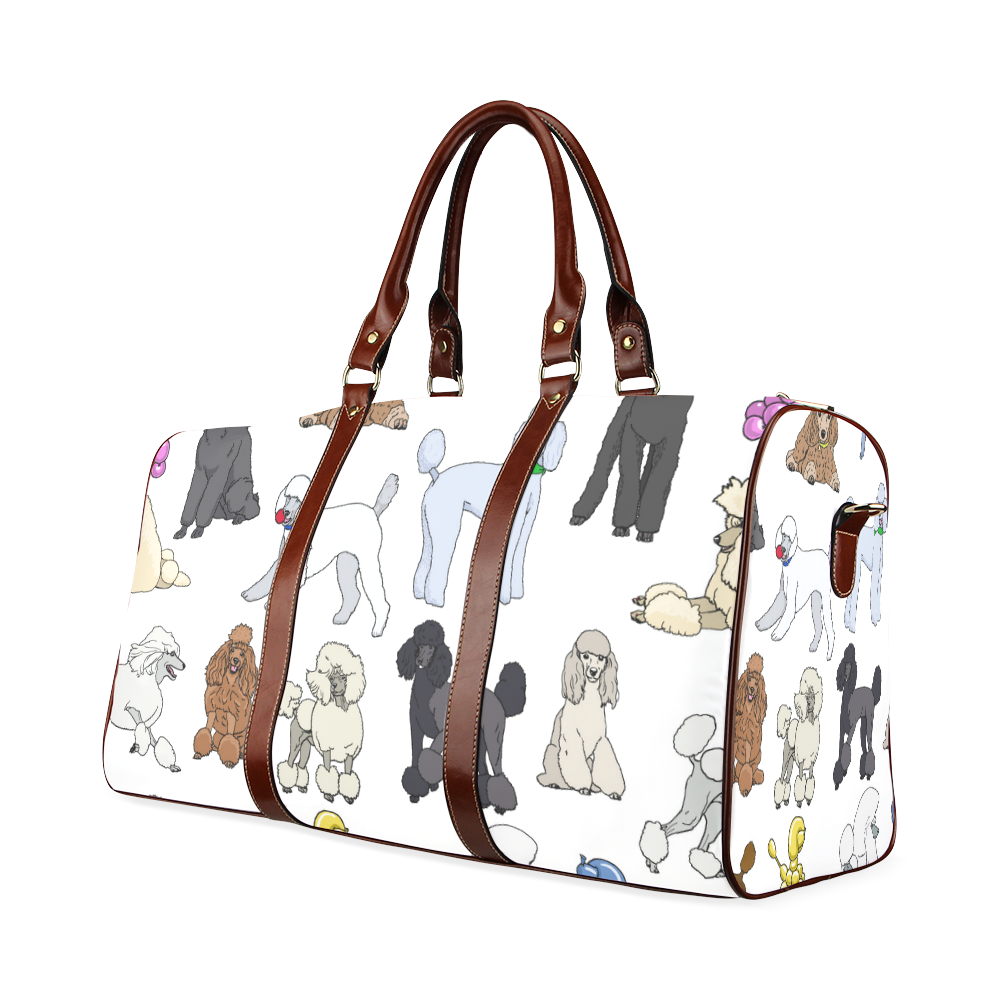 poodles show bag white Waterproof Travel Bag/Large (Model 1639)
