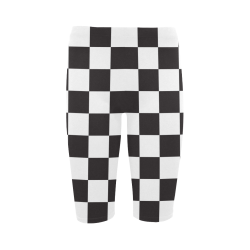Checkerboard Black and White Squares Hestia Cropped Leggings (Model L03)