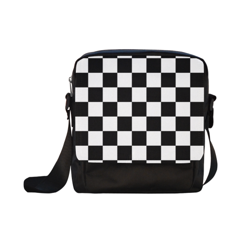 Checkerboard Black and White Crossbody Nylon Bags (Model 1633)