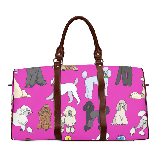 poodles show bag fuchia Waterproof Travel Bag/Large (Model 1639)