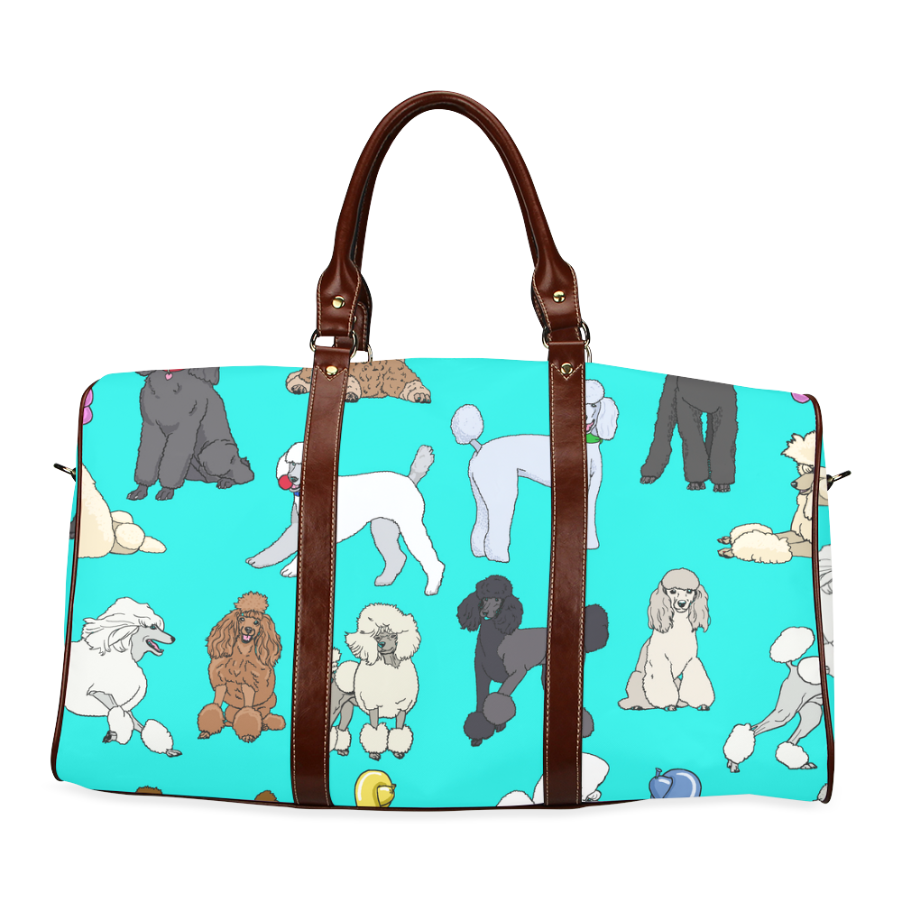 poodles show bag aqua Waterproof Travel Bag/Large (Model 1639)