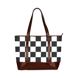 Checkerboard Black and White Tote Handbag (Model 1642)