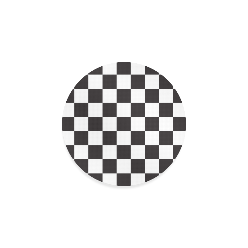 Checkerboard Black and White Squares Round Coaster