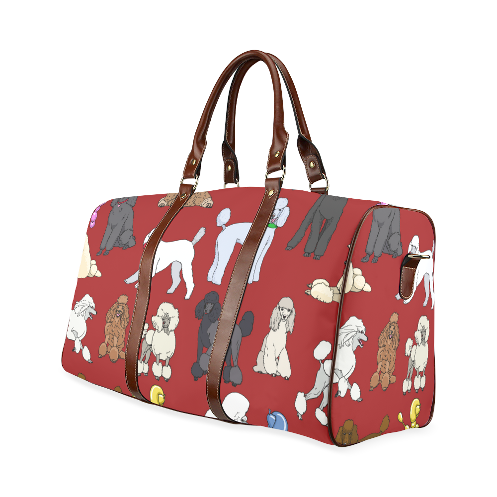 poodles show bag red Waterproof Travel Bag/Large (Model 1639)