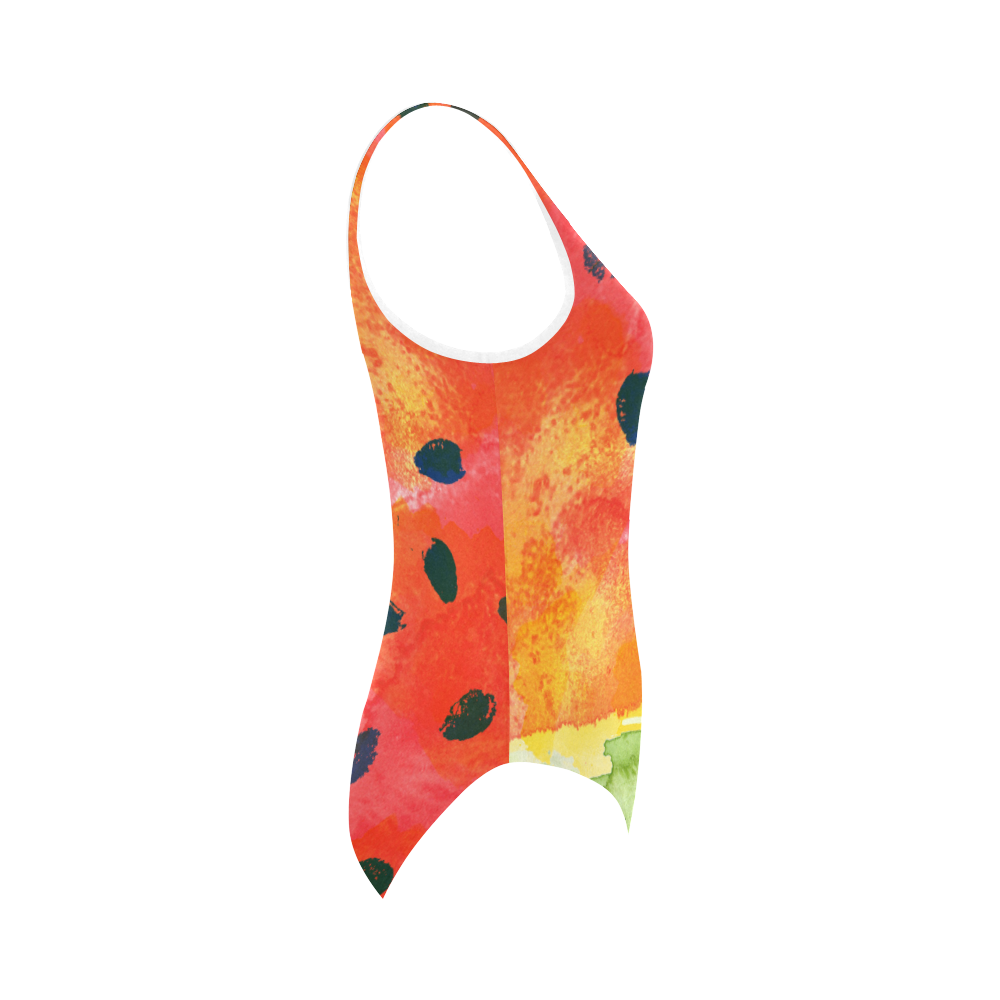 Abstract Watermelon Vest One Piece Swimsuit (Model S04)