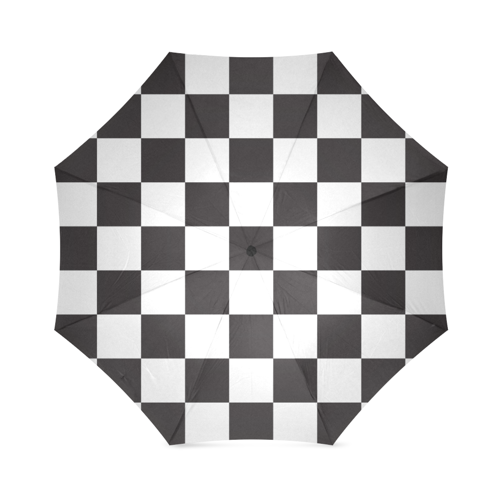 Checkerboard Black and White Squares Foldable Umbrella (Model U01)